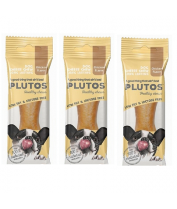 Plutos Chews Snack de Queso y Pollo para Perros – Pack de 3 x 40 g